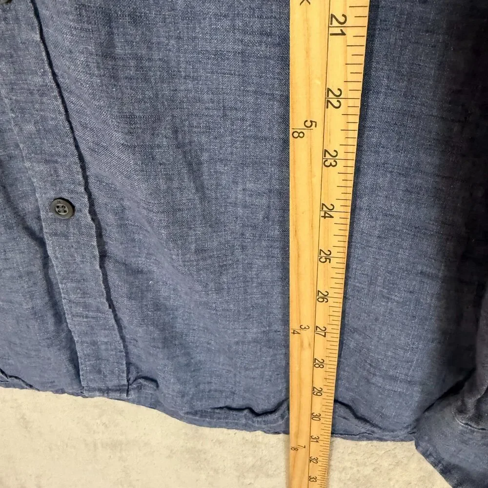 Banana Republic Shirt Mens XL Blue 100% Linen Camden Fit Long Sleeve Button